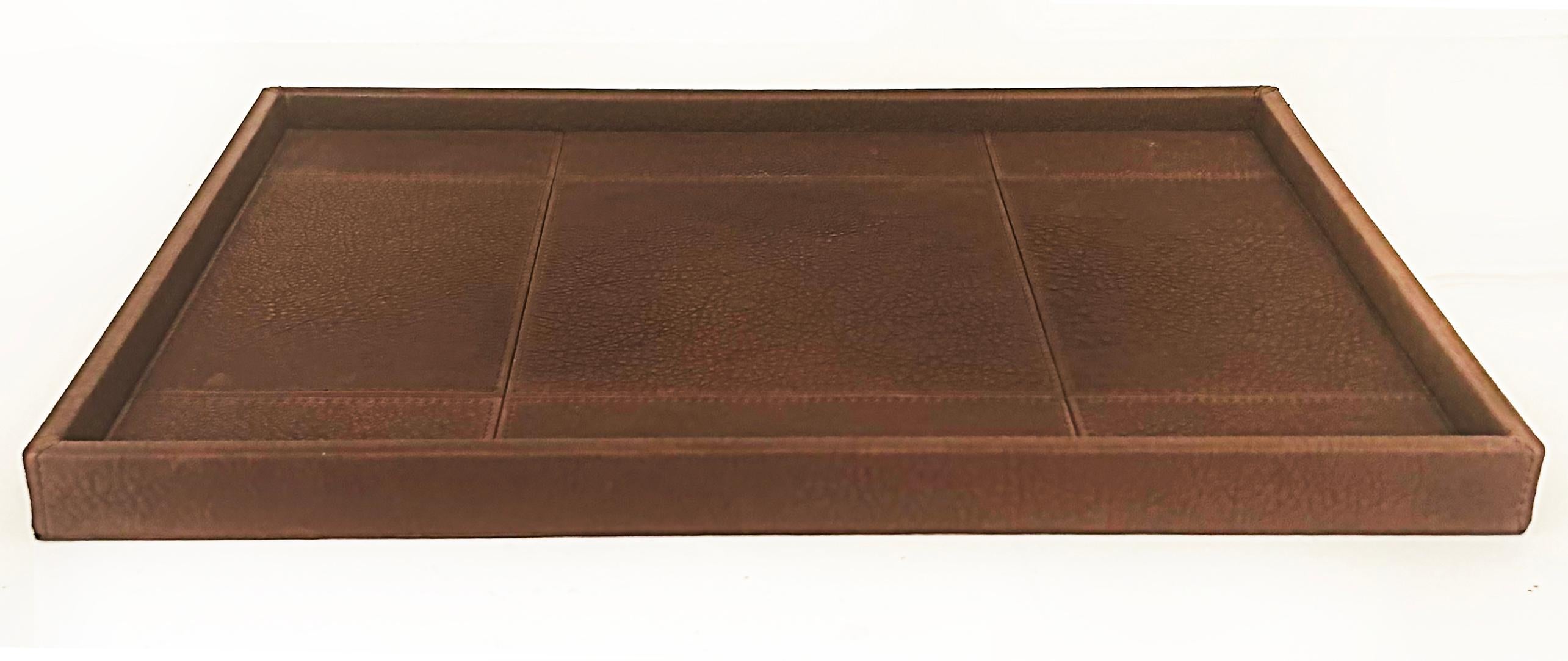 French Gilles Caffier Leather Clad Vanity Tray Made in France 2006