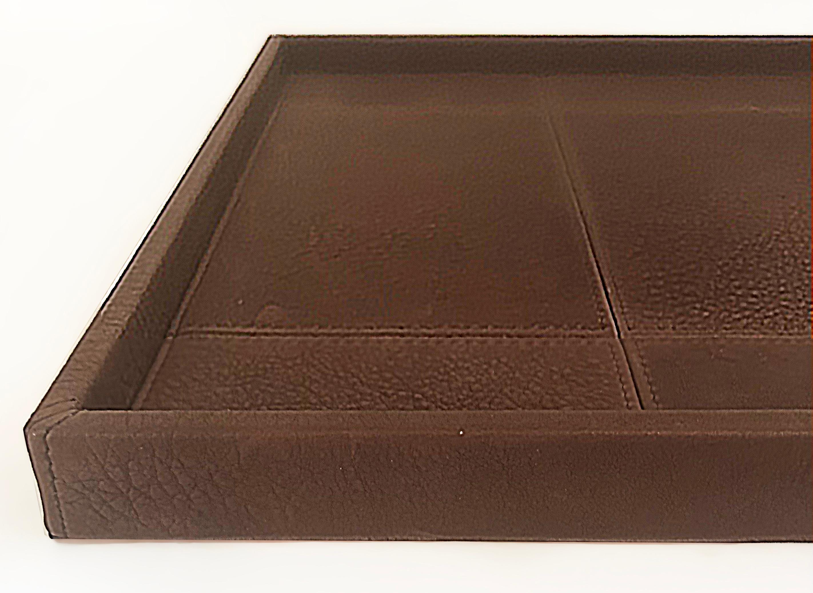 Gilles Caffier Leather Clad Vanity Tray Made in France 2006 In Good Condition For Sale In Miami, FL