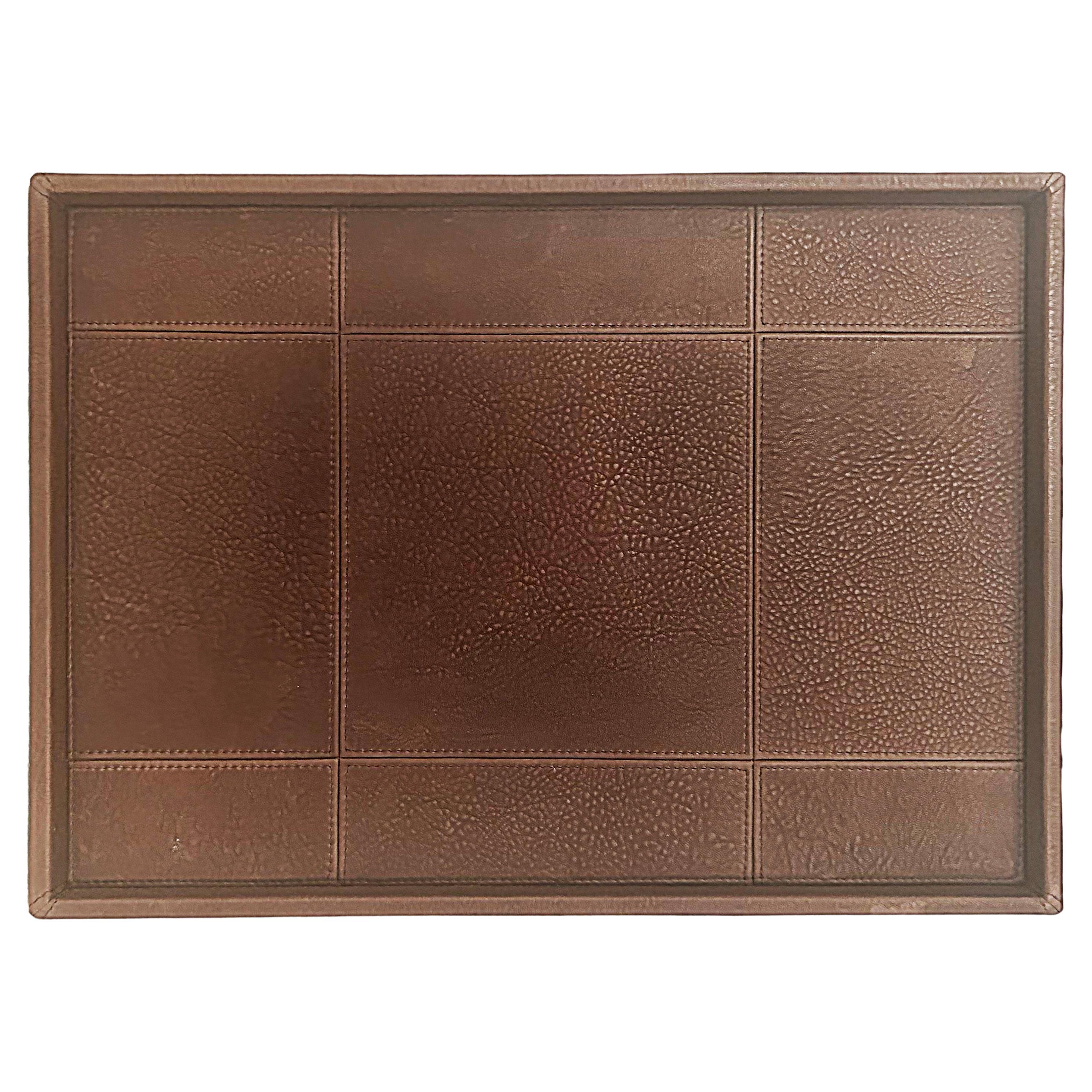 Gilles Caffier Leather Clad Vanity Tray Made in France 2006 For Sale