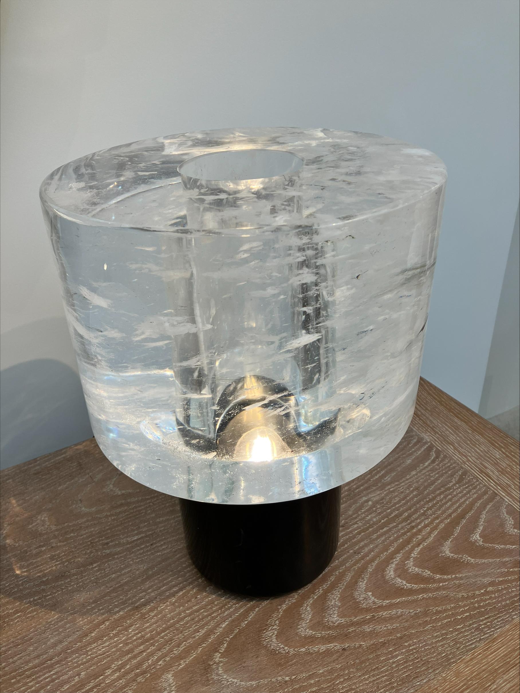 French Gilles Caffier Marble & Crystal Table Lamp For Sale