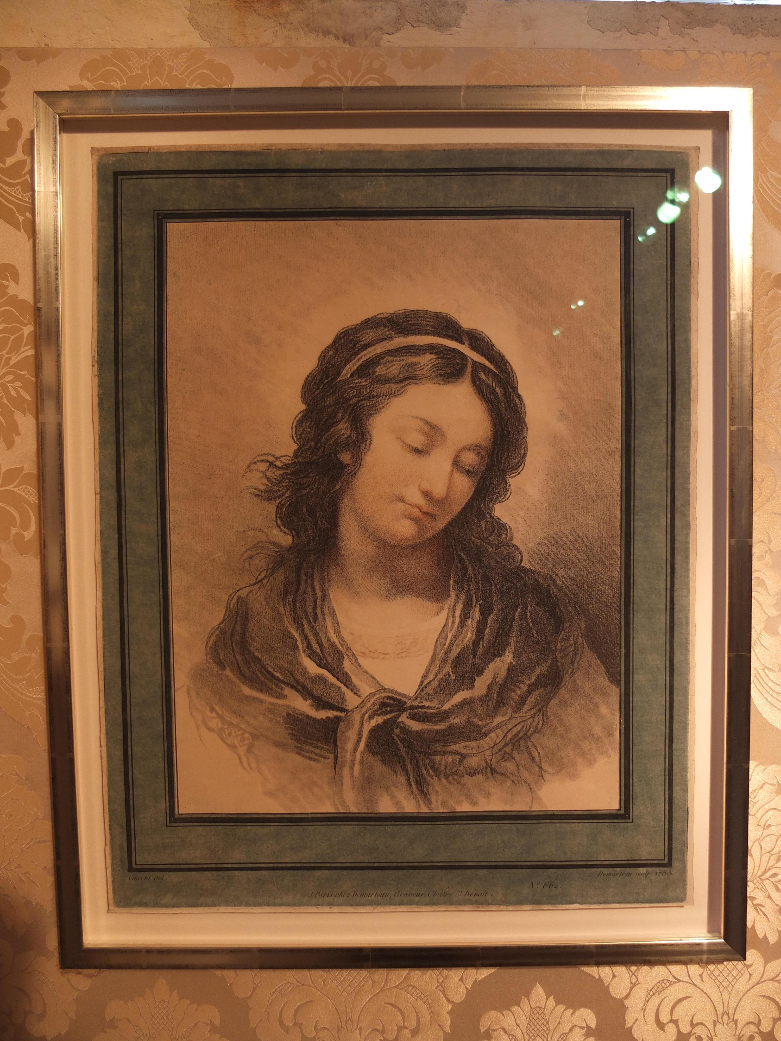 Paar Porträts zweier Damen, alter Meister, 18. Jahrhundert, Französisch, Demarteau im Angebot 6