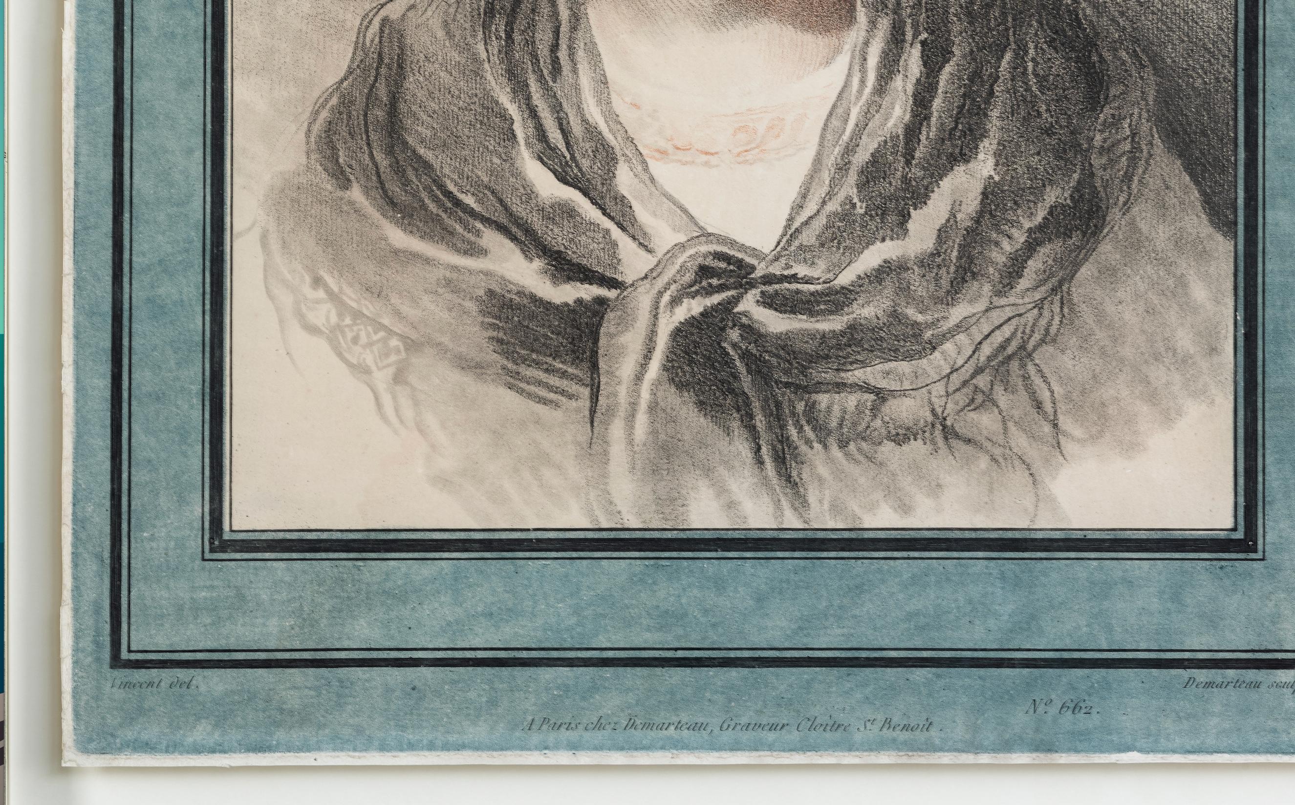 Paire de portraits de deux femmes, jeune femme, Demarteau d'après Vincent en vente 8
