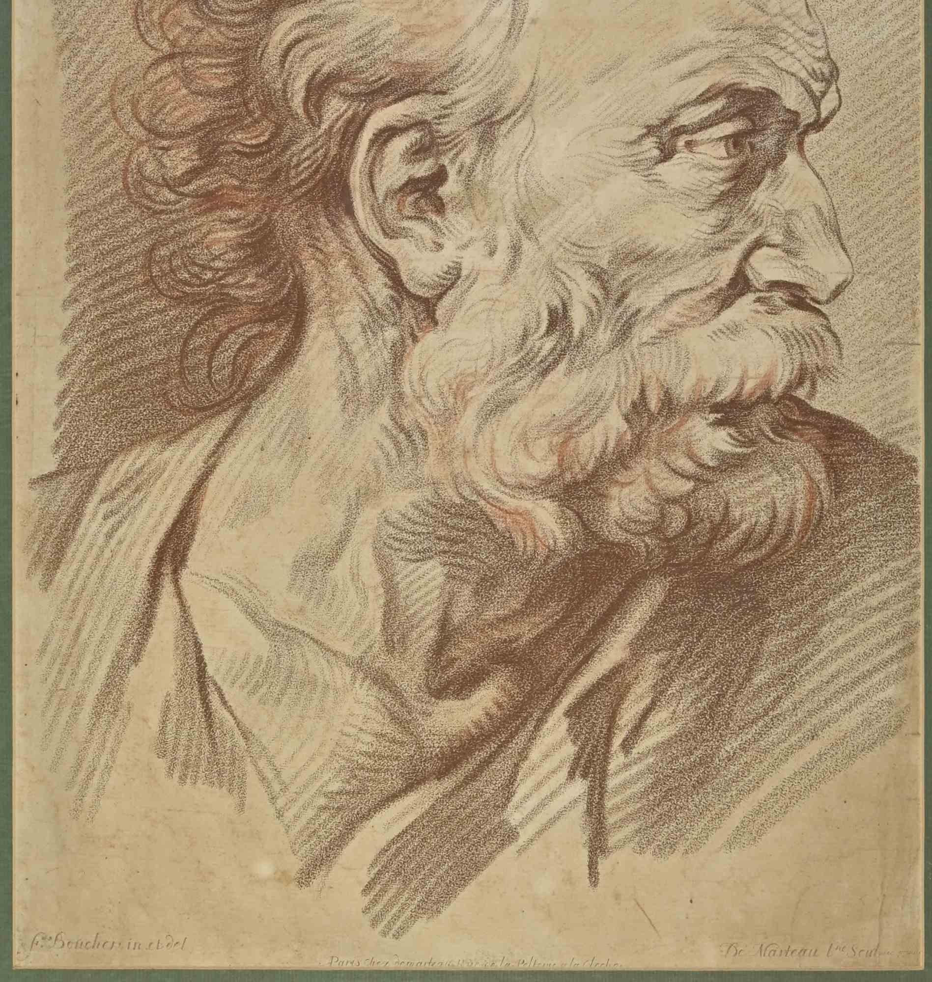 Head of a Man - Etching by Gilles Demarteau - 18th Century 1