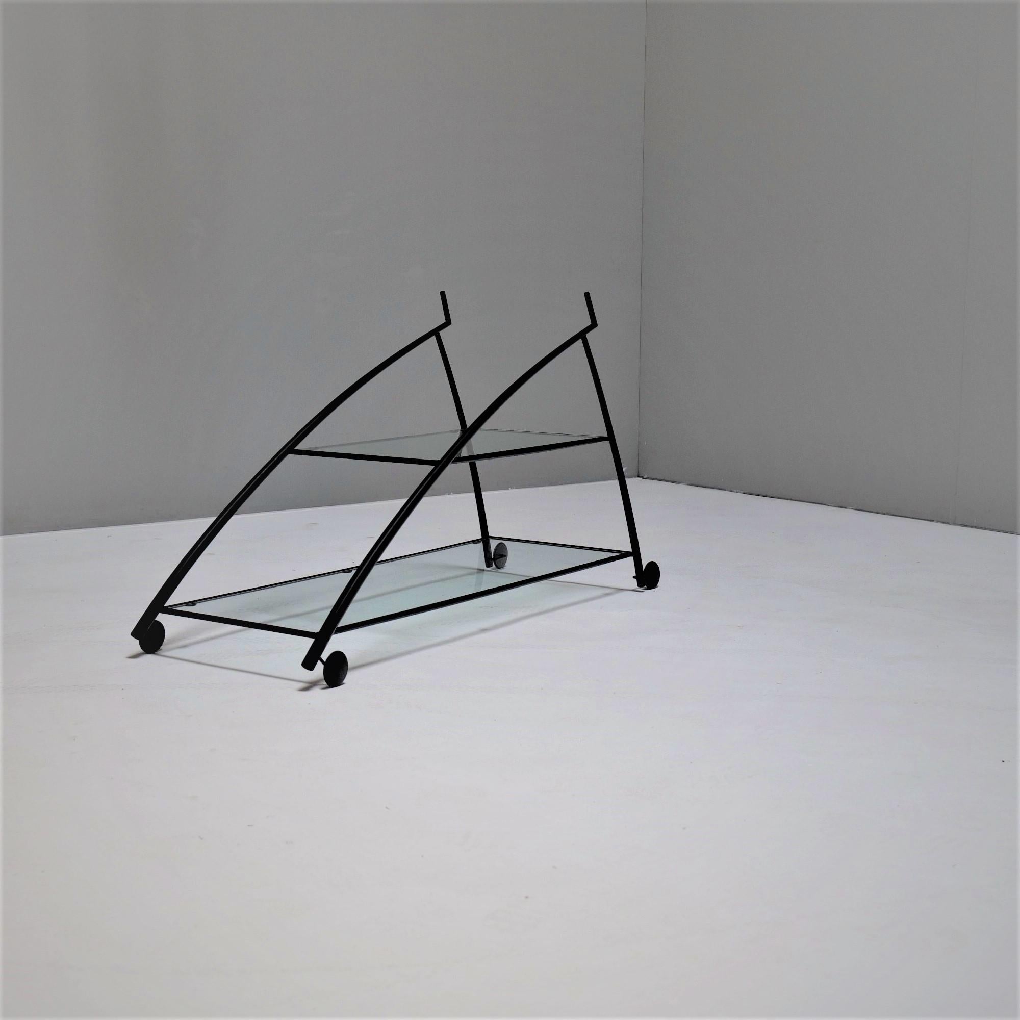Italian Gilles Derain, bar trolley for Lumen, 1980 For Sale