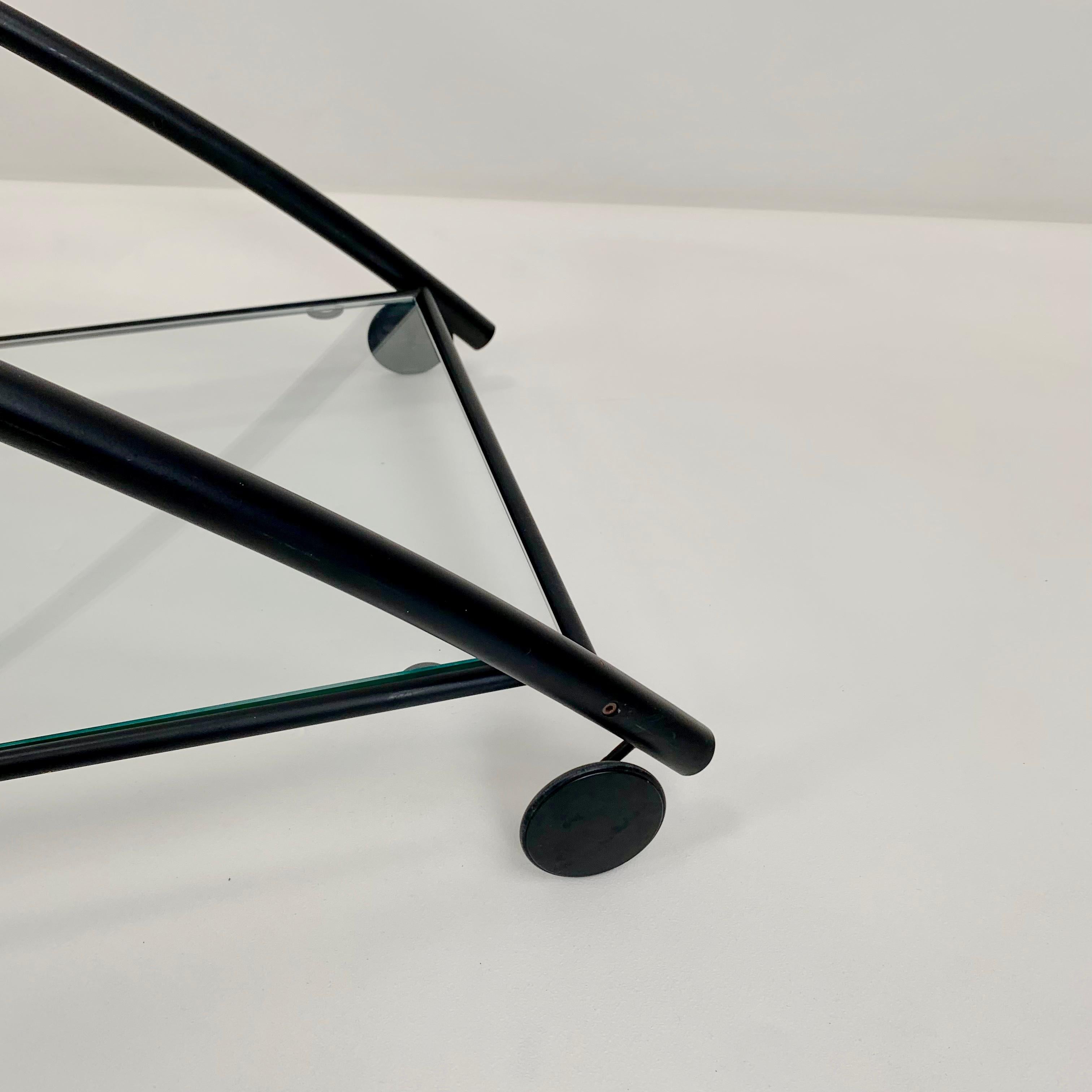 Gilles Derain Black Metal and Glass Trolley for Lumen circa 1980, France . For Sale 9