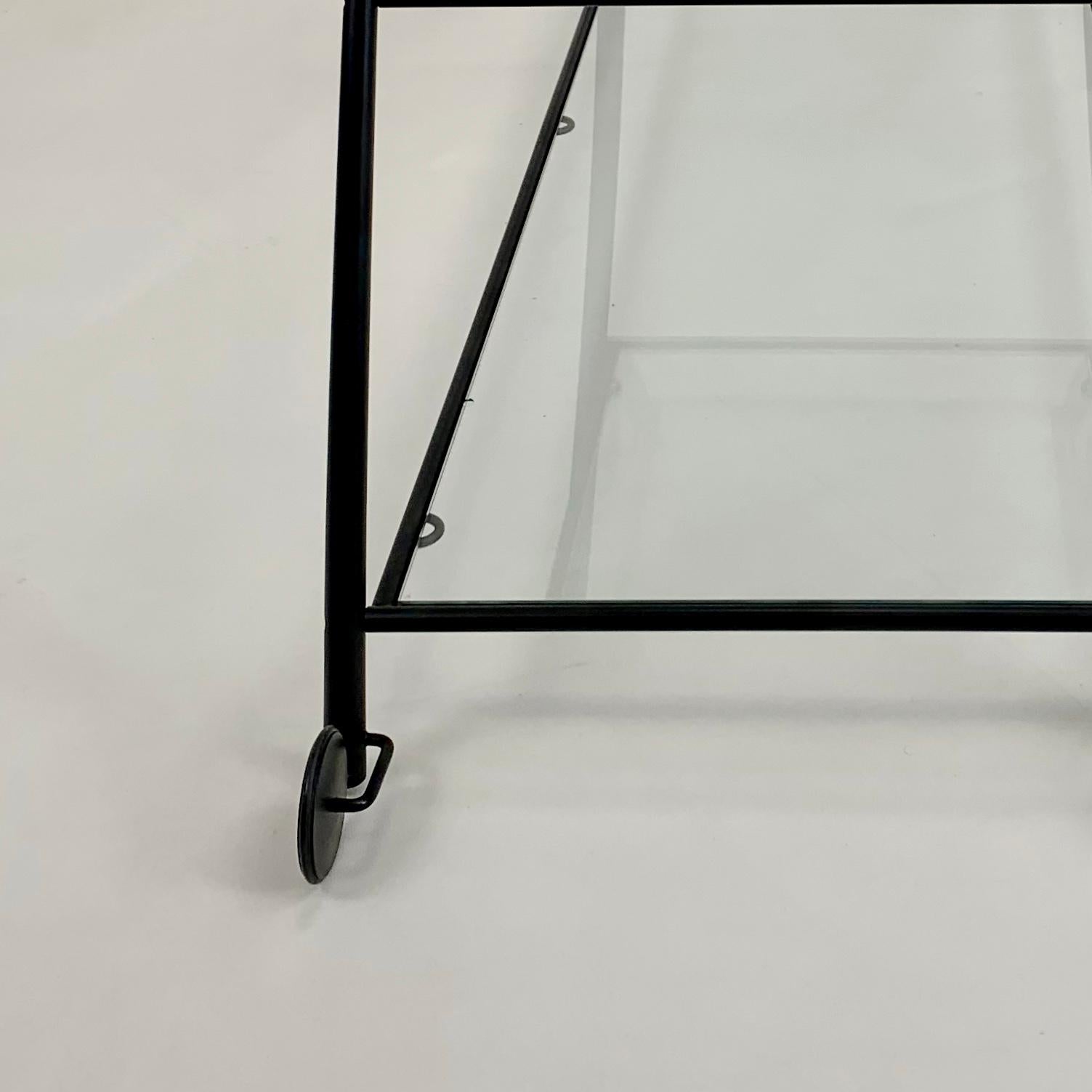 Gilles Derain Black Metal and Glass Trolley for Lumen circa 1980, France . For Sale 12