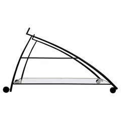 Gilles Derain Black Metal and Glass Trolley for Lumen circa 1980, France .