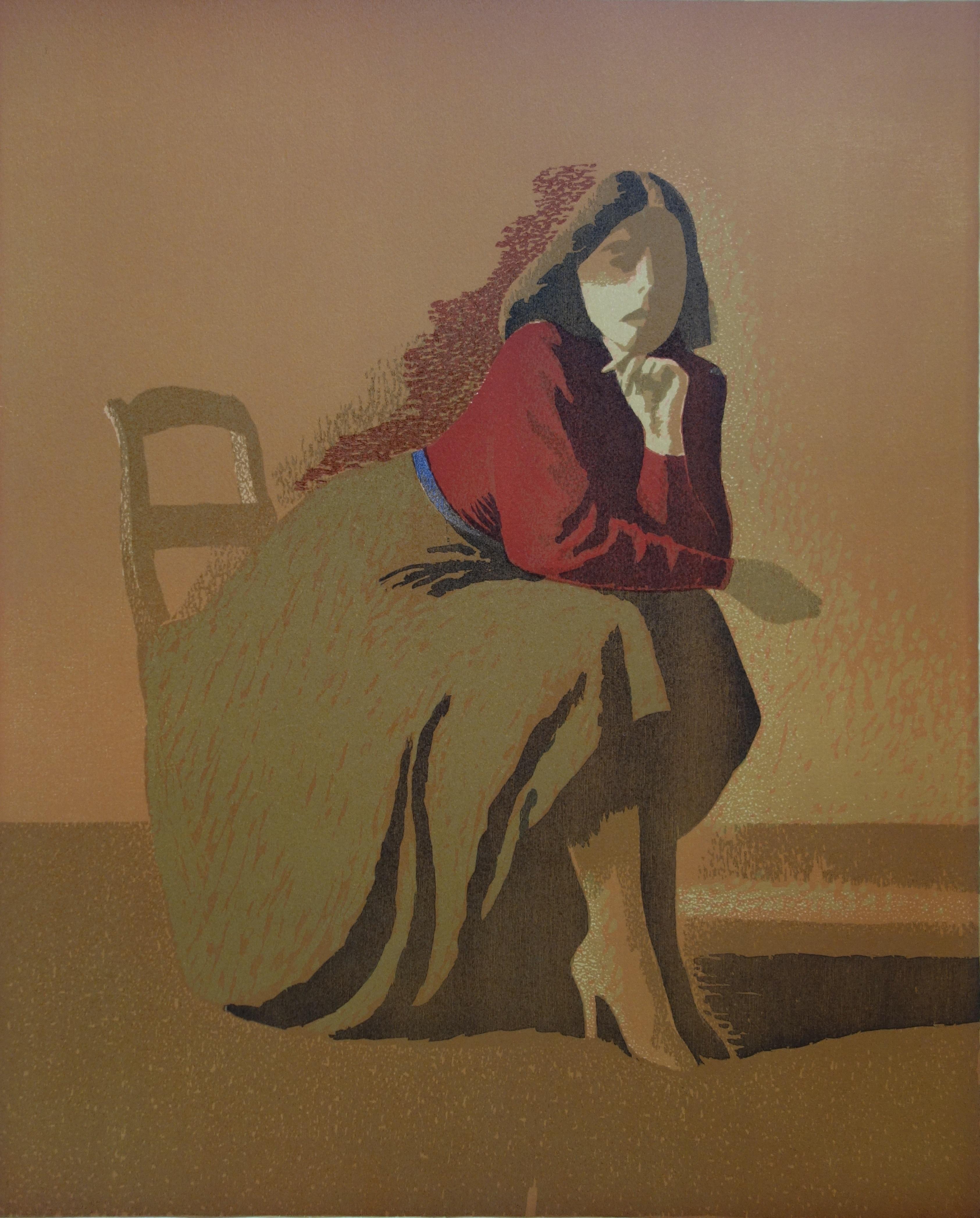 Beautiful Woman - Original handsigned lithograph - Modern Print by Gilles Sacksick