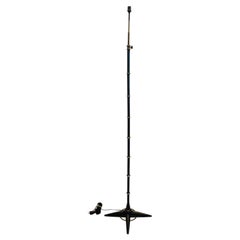 Gilles Semadiras, blackened iron floor lamp, faux bamboo, circa 1970.