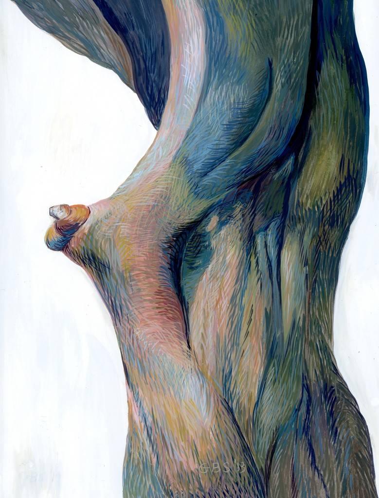 Gillian Bradshaw-Smith Figurative Painting - Finding Daphne #14 (Breast)