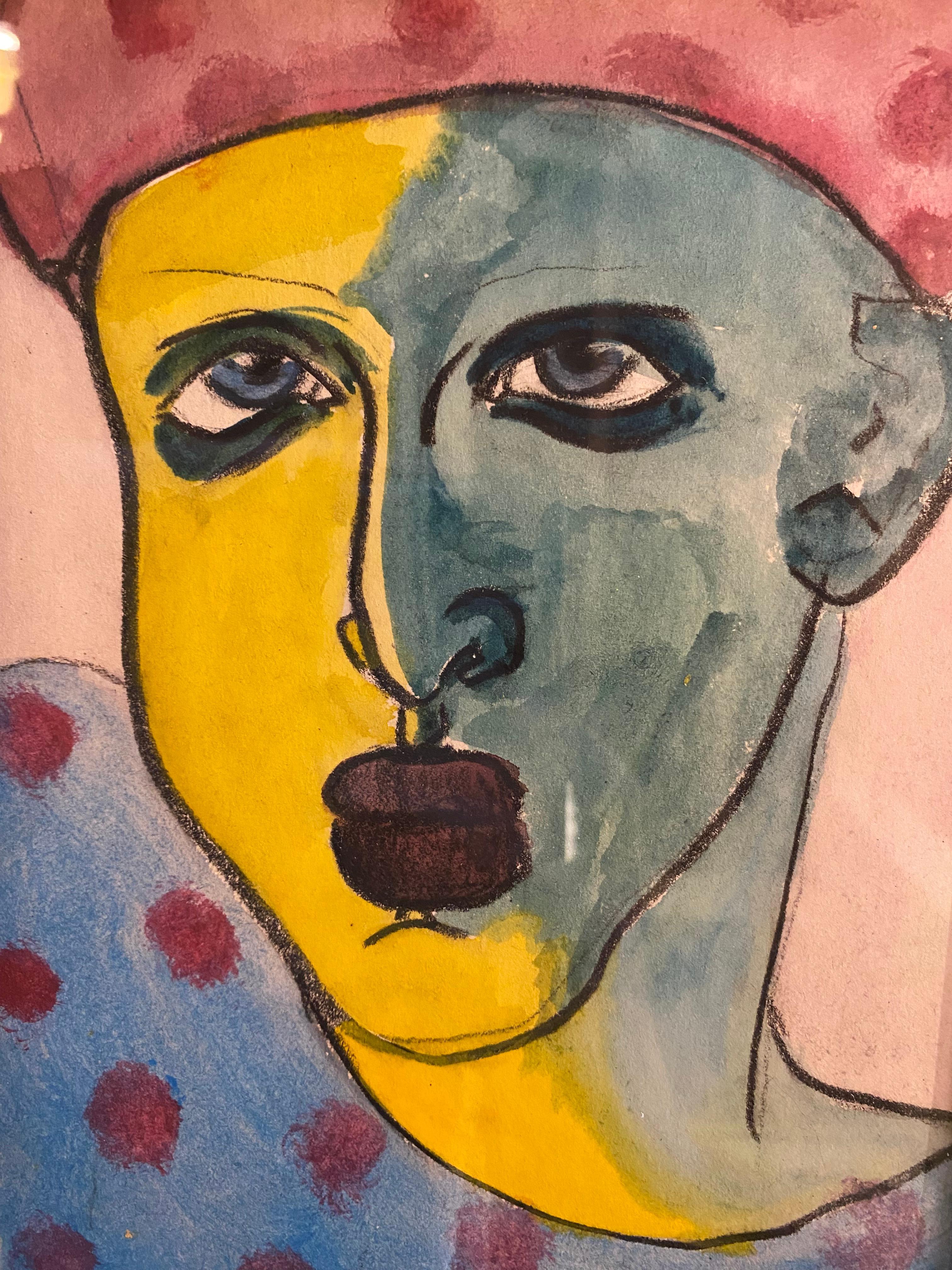 Ritratto a pastello colorato a due facce di Gillian Lefkowitz in vendita 1