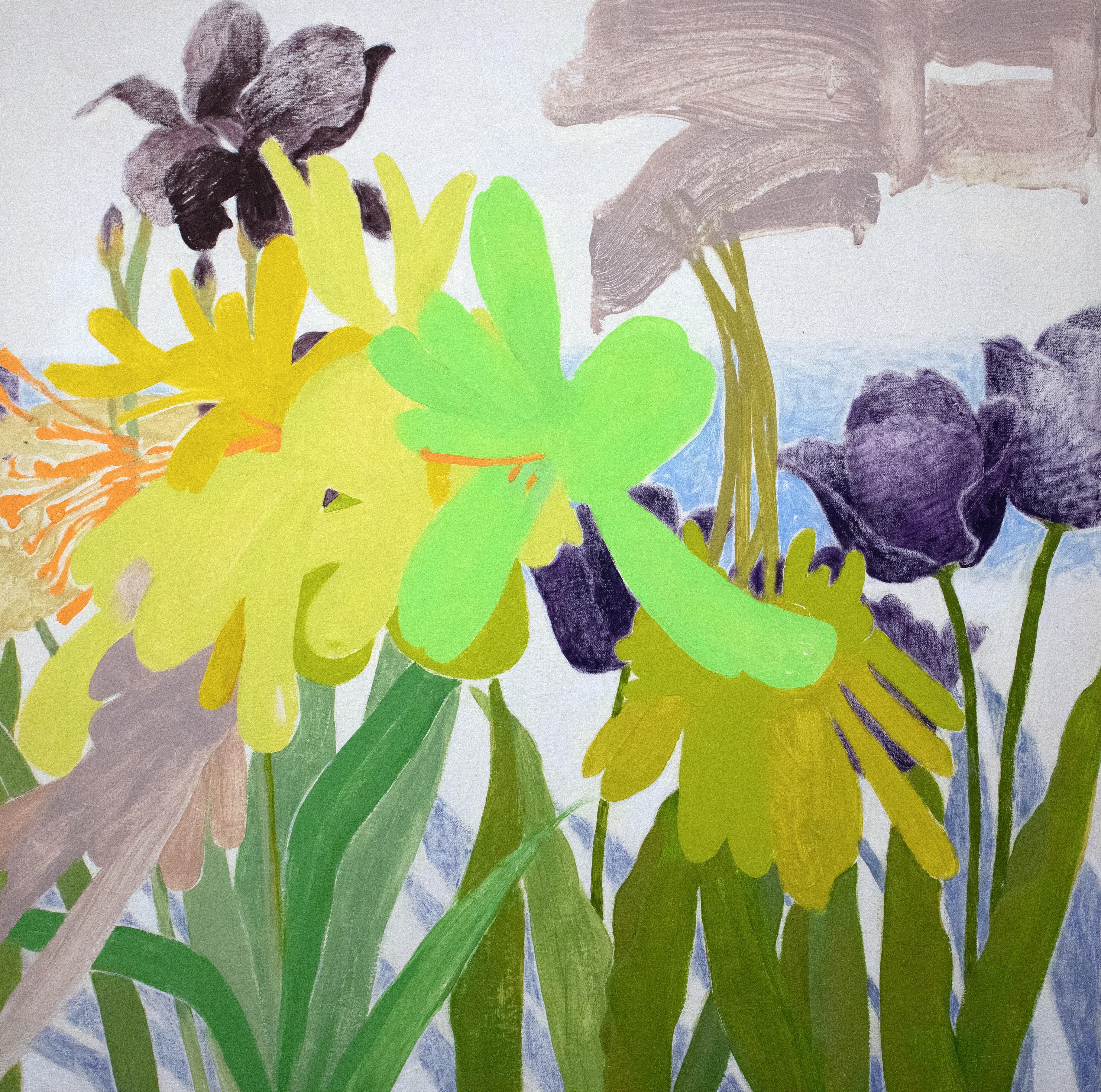 « Figurtive Space (Tulips) 124 » acrylique sur toile de Gillian Theobald