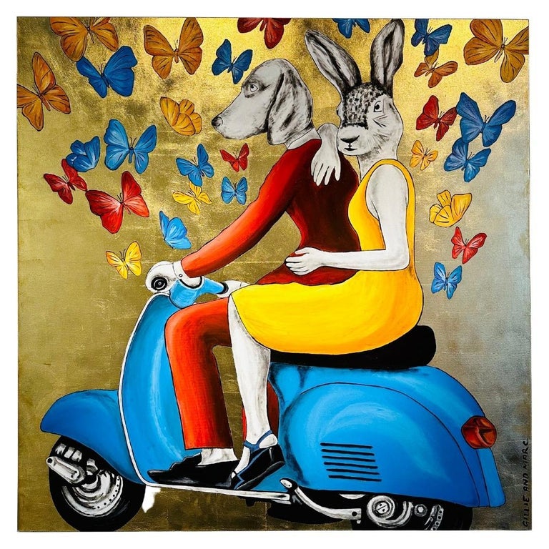 He Gave Her Butterflies Everyday - Painting by Gillie and Marc Schattner