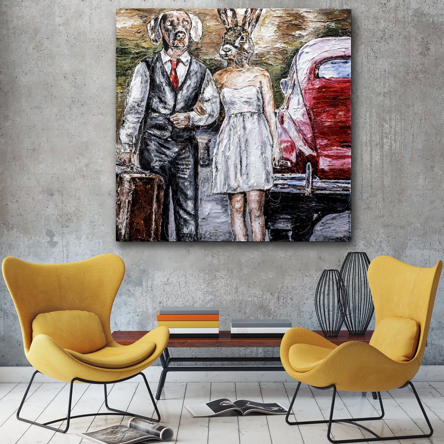 Title: They were going on an adventure that would last a lifetime
Thick Texture Painting Series - Original Painting - Acrylic on Canvas

World Famous Contemporary Artists: Husband and wife team, Gillie and Marc, are New York and Sydney-based