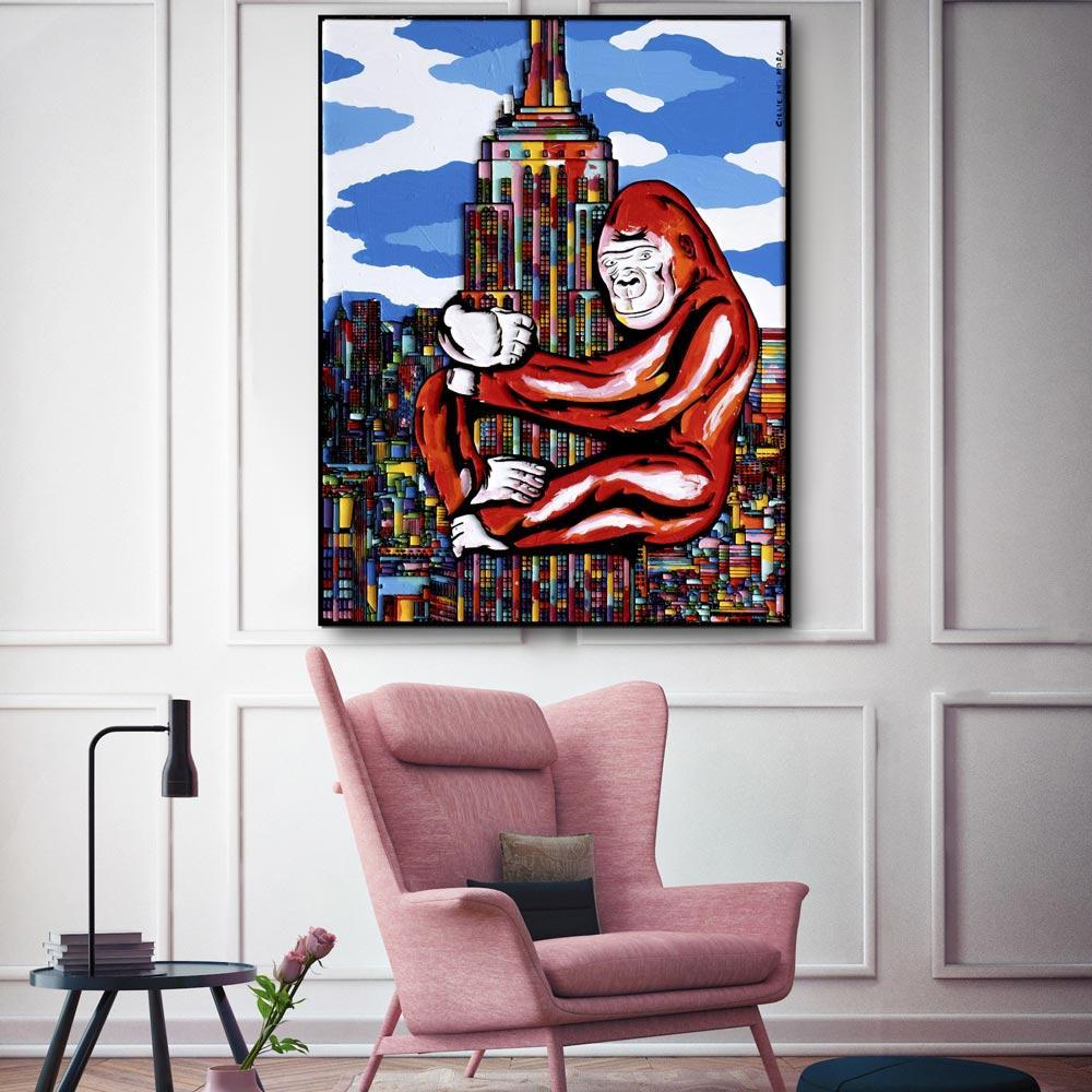 Title: He loved New York and New York loved him
Woodcut Pop Series - Original Painting - Enamel on Wood

World Famous Contemporary Artists: Husband and wife team, Gillie and Marc, are New York and Sydney-based contemporary artists who collaborate to