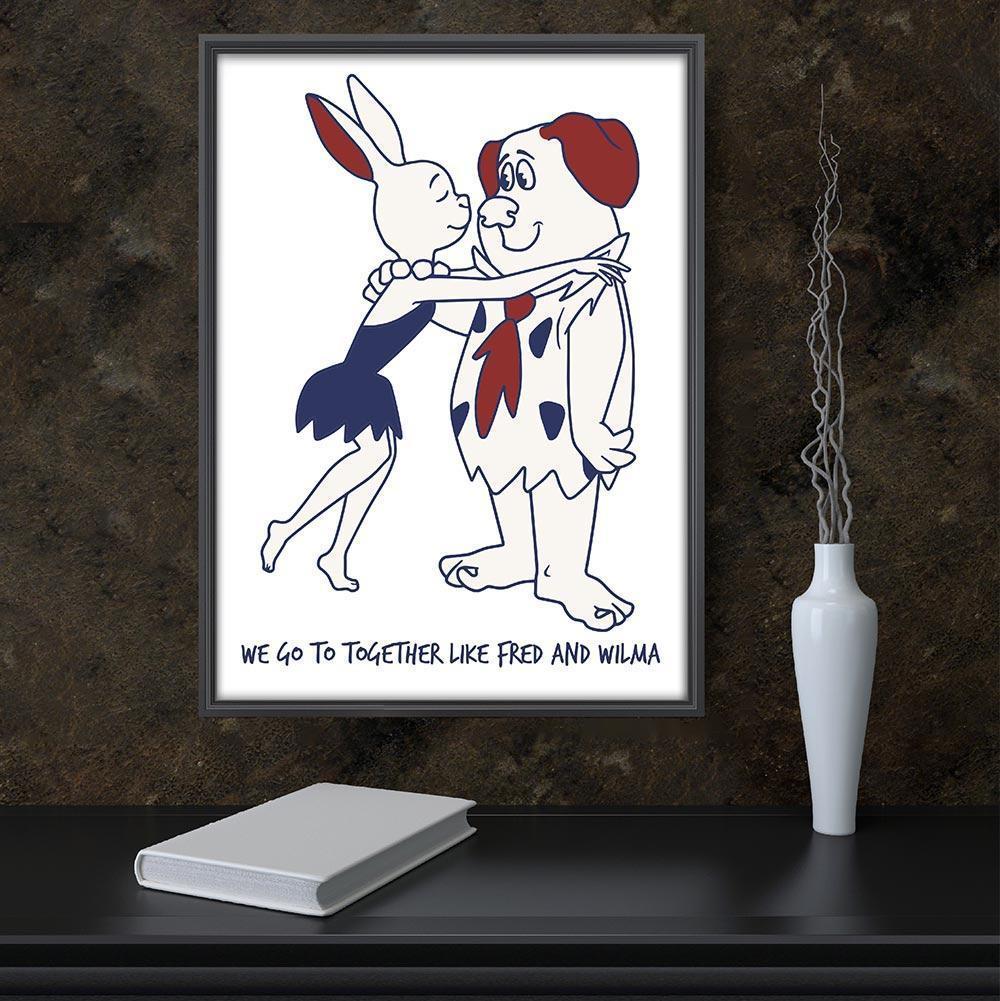 We go together like Fred and Wilma
Limited edition Print

Gillie and Marc’s paintings are signed, limited-editions and are produced on Entrada Rag Bright 300gsm, 100% acid free, 100% cotton rag paper, with a 40mm white border.  

IMPORTANT: Buying