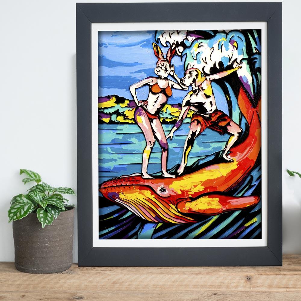 Animal Print - Gillie and Marc - Art - Limited Edition - Whale - Surf - Ocean - Contemporary Painting by Gillie and Marc Schattner