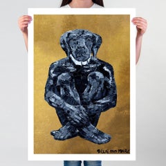 Painting Print - Pop Art - Gillie and Marc - Limited Ed - Dog - Black - Gold 