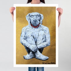 Painting Print - Pop Art - Gillie and Marc - Limited Ed - Dog - White - Gold