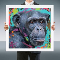 Painting Animal Print - Pop - Gillie and Marc - Ltd Ed - Chimp - Bubbles