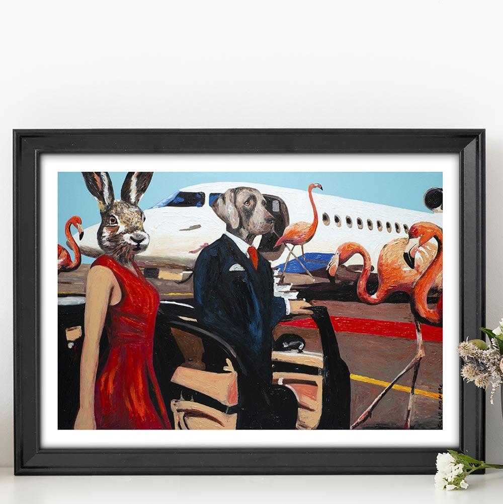 Painting Animal Print - Pop Art - Gillie and Marc - Limited - Jet Plane - Love For Sale 1