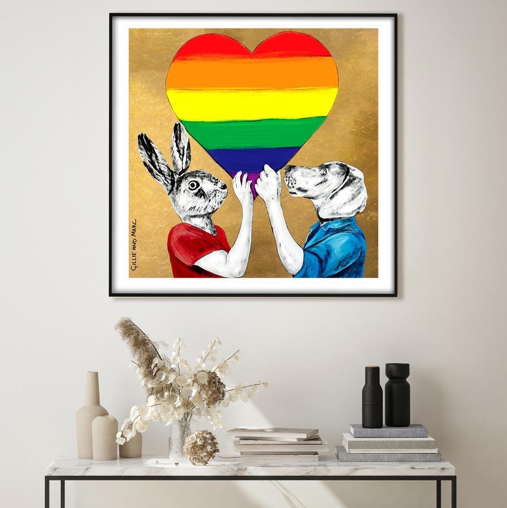 Painting Animal Print - Pop Art - Gillie and Marc - Limited - Rainbow - Proud For Sale 1