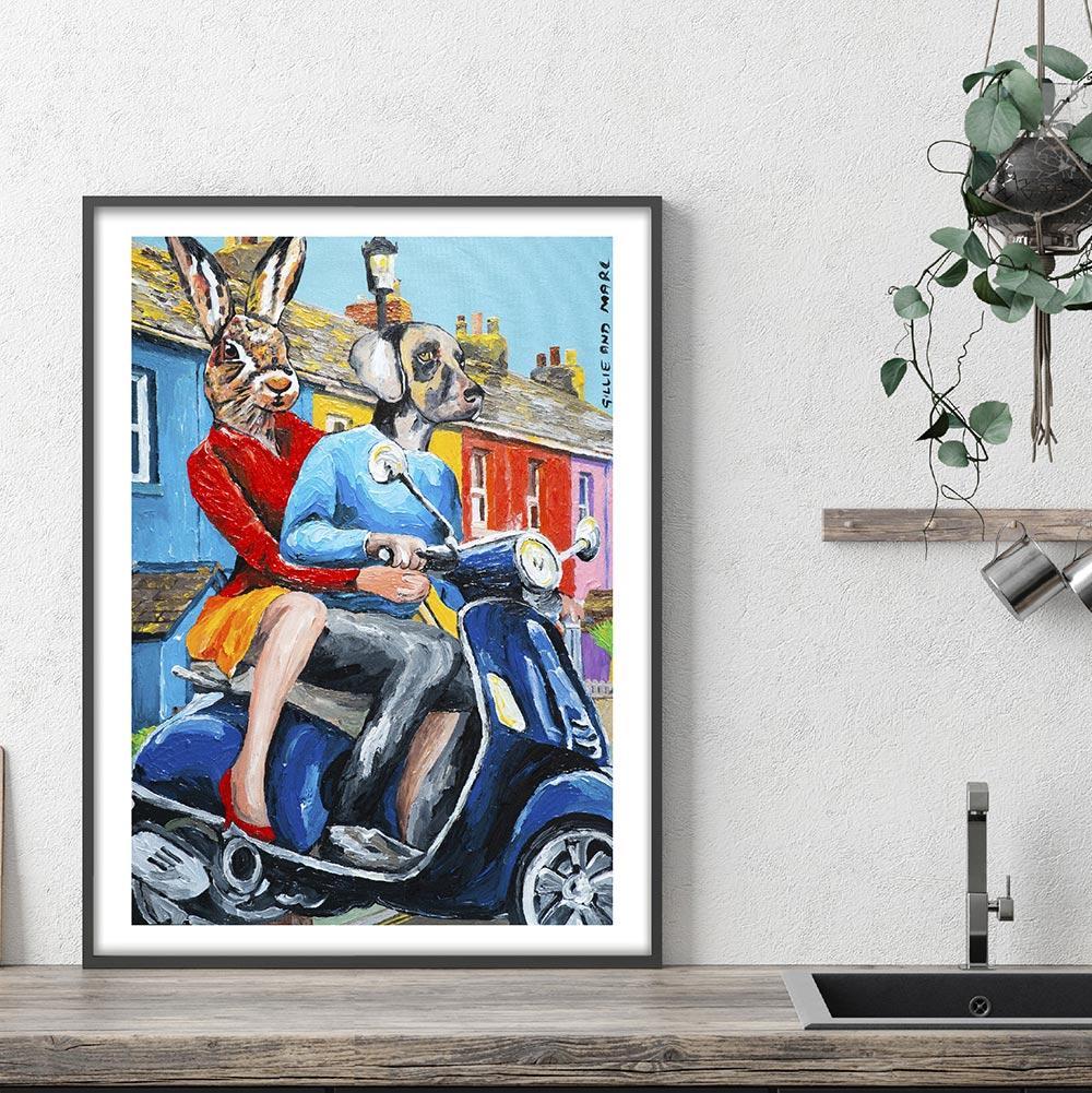 Title: They loved riding through the coloured streets
Limited Edition Print

A limited edition giclée print is the perfect solution especially if you missed out on one of Gillie and Marc’s original paintings. 

Gillie and Marc’s prints are signed,
