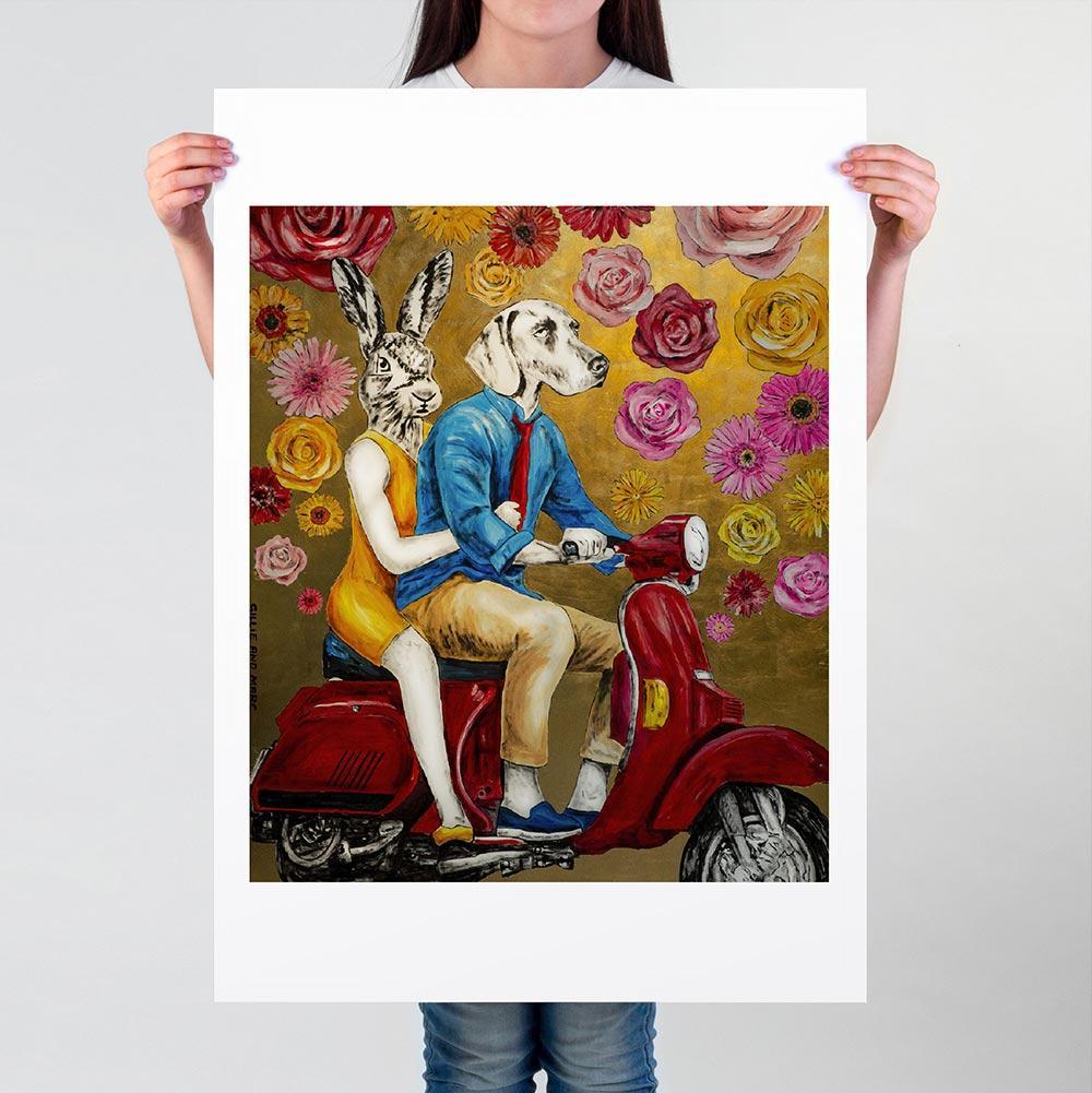 Title: They were flower people
Limited edition Print /100

Gillie and Marc’s paintings are signed, limited-editions and are produced on Entrada Rag Bright 300gsm, 100% acid free, 100% cotton rag paper, with a 40mm white border.  

IMPORTANT: Buying