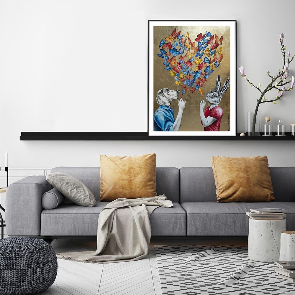 Pop Art - Animal Print - Gillie and Marc - Limited Edition - Love - Butterfly - Painting by Gillie and Marc Schattner