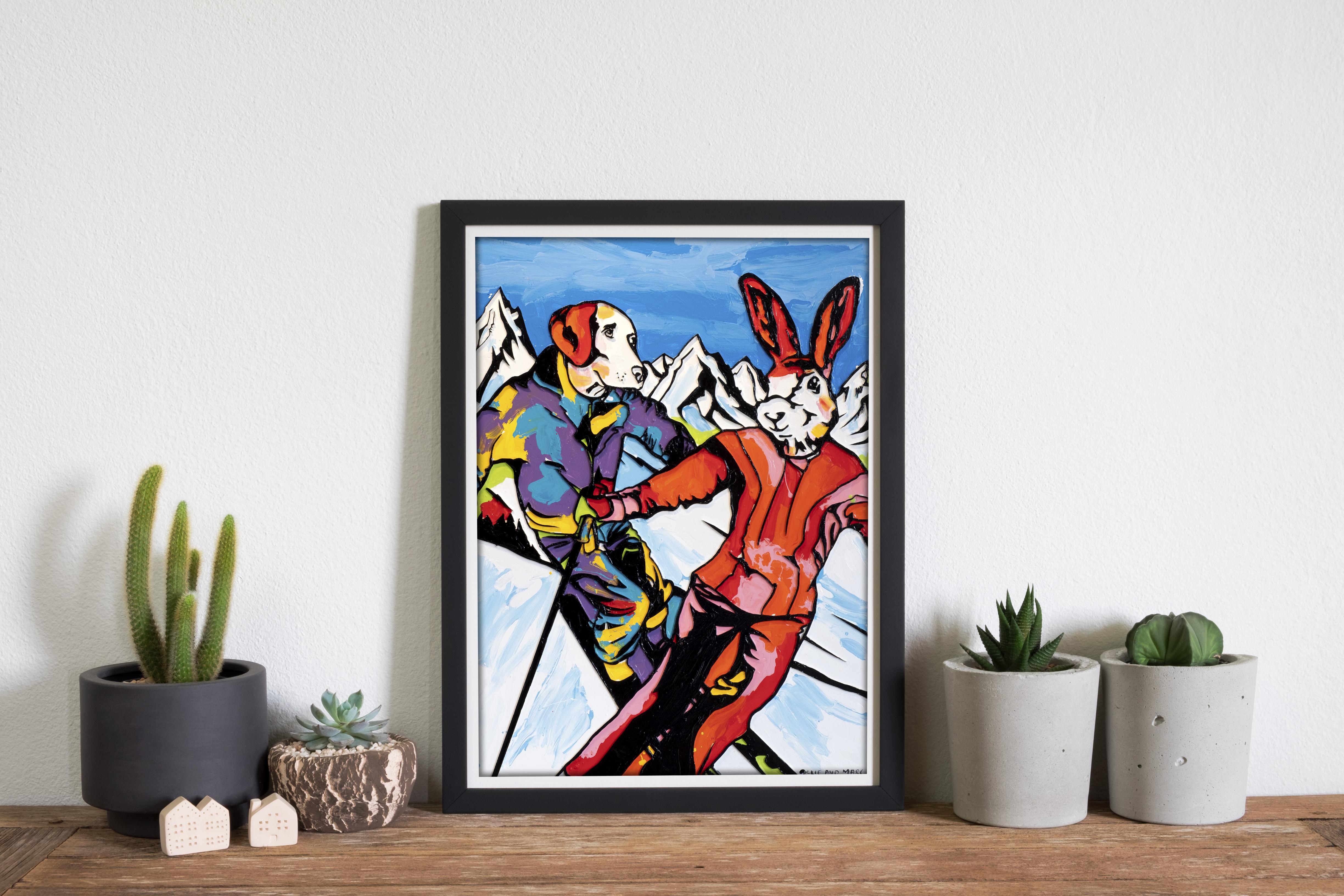 Pop Animal Print - Gillie and Marc - Limited Edition - Skiing - Together For Sale 2