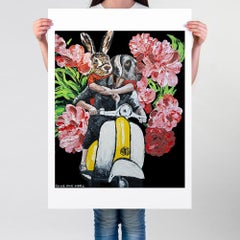 Pop Art - Painting Print - Gillie and Marc - Ltd Edition - Flowers - Dog Rabbit