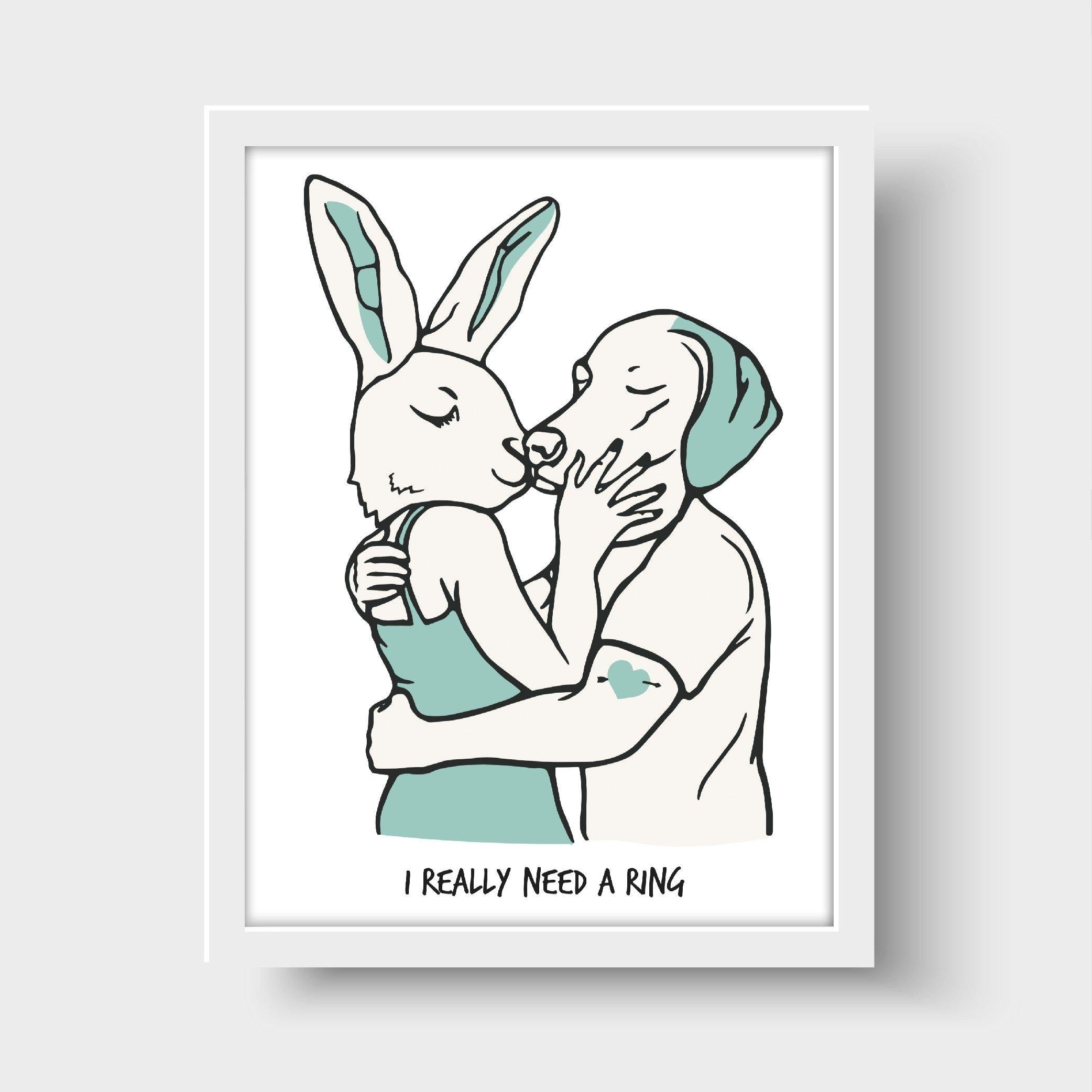 Print - Gillie and Marc - Art - Limited Edition - Love - Kiss - Wedding Ring