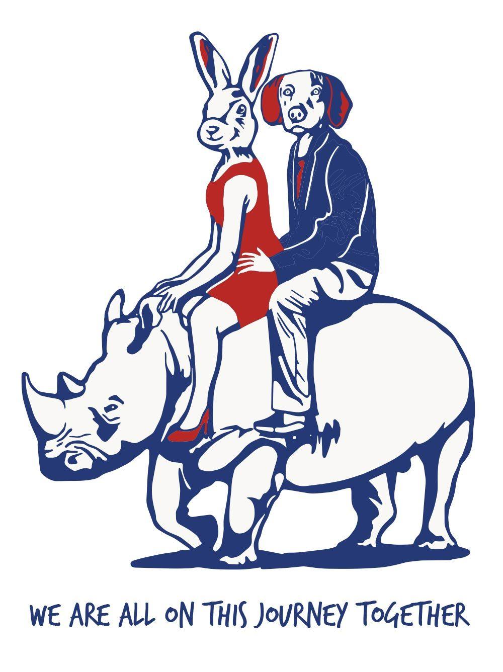 Animal Print - Gillie and Marc - Art - Limited - Love - Rhino - Adventure - Painting by Gillie and Marc Schattner
