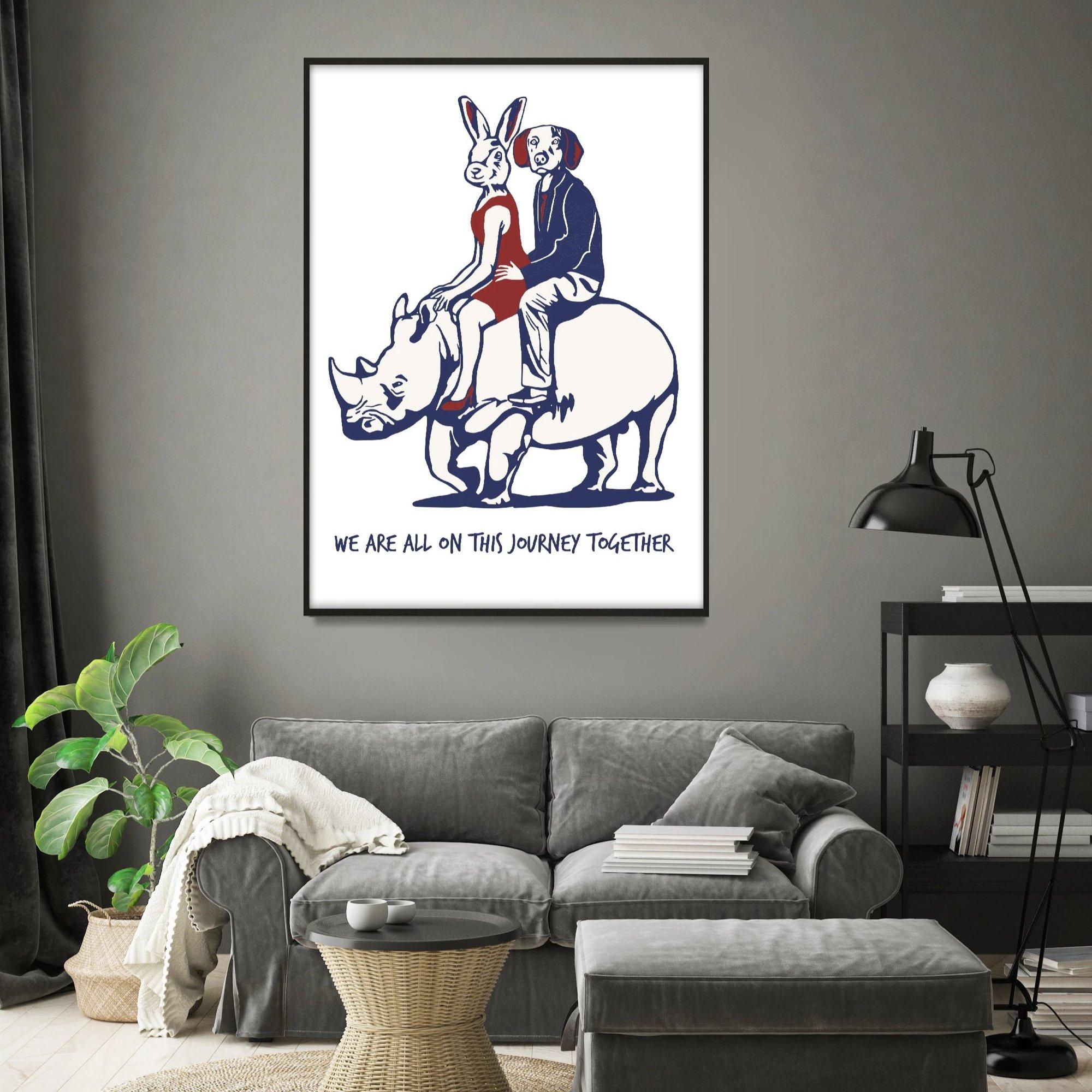 Animal Print - Gillie and Marc - Art - Limited - Love - Rhino - Adventure - Contemporary Painting by Gillie and Marc Schattner