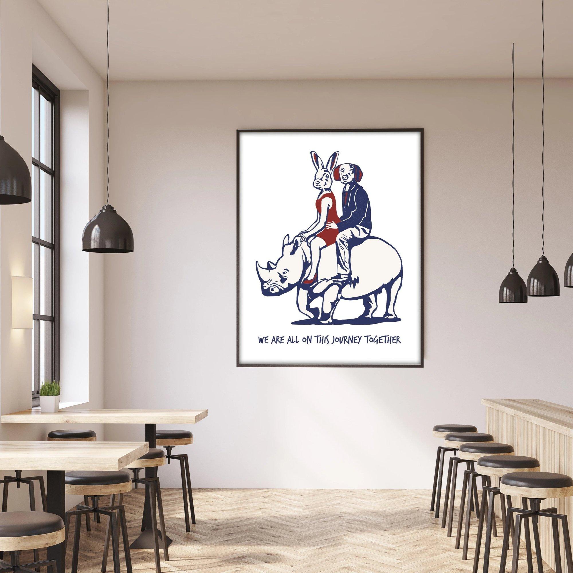 Title: We are all on this journey together
Limited Edition Illustration Print

Gillie and Marc’s paintings are signed, limited-editions and are produced on Entrada Rag Bright 300gsm, 100% acid free, 100% cotton rag paper, with a 40mm white border. 