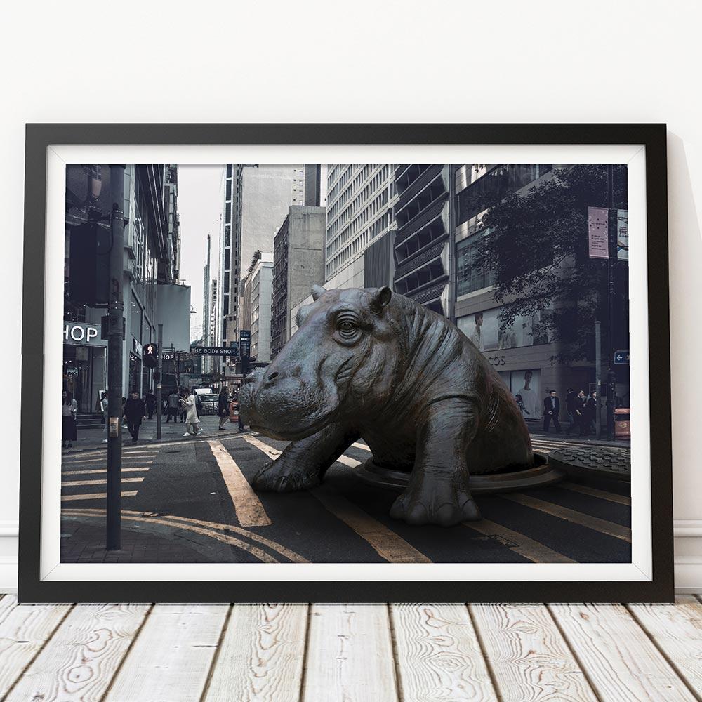 Gillie and Marc Schattner Interior Print - Animal Print - Gillie and Marc - Limited Edition - Wildlife - Hippo - City  Love
