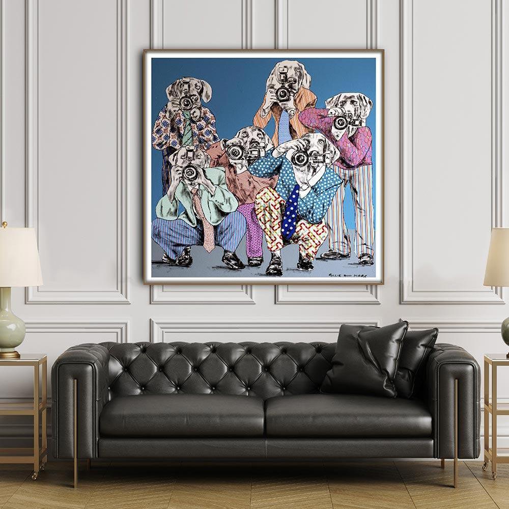 Stampa animale - Edizione limitata - Arte - Gillie e Marc - Paparazzi Dogs - Print di Gillie and Marc Schattner