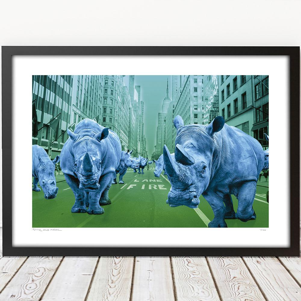Animal Print - Limited Edition - Animal Art - Gillie and Marc - Rhinos - New For Sale 2