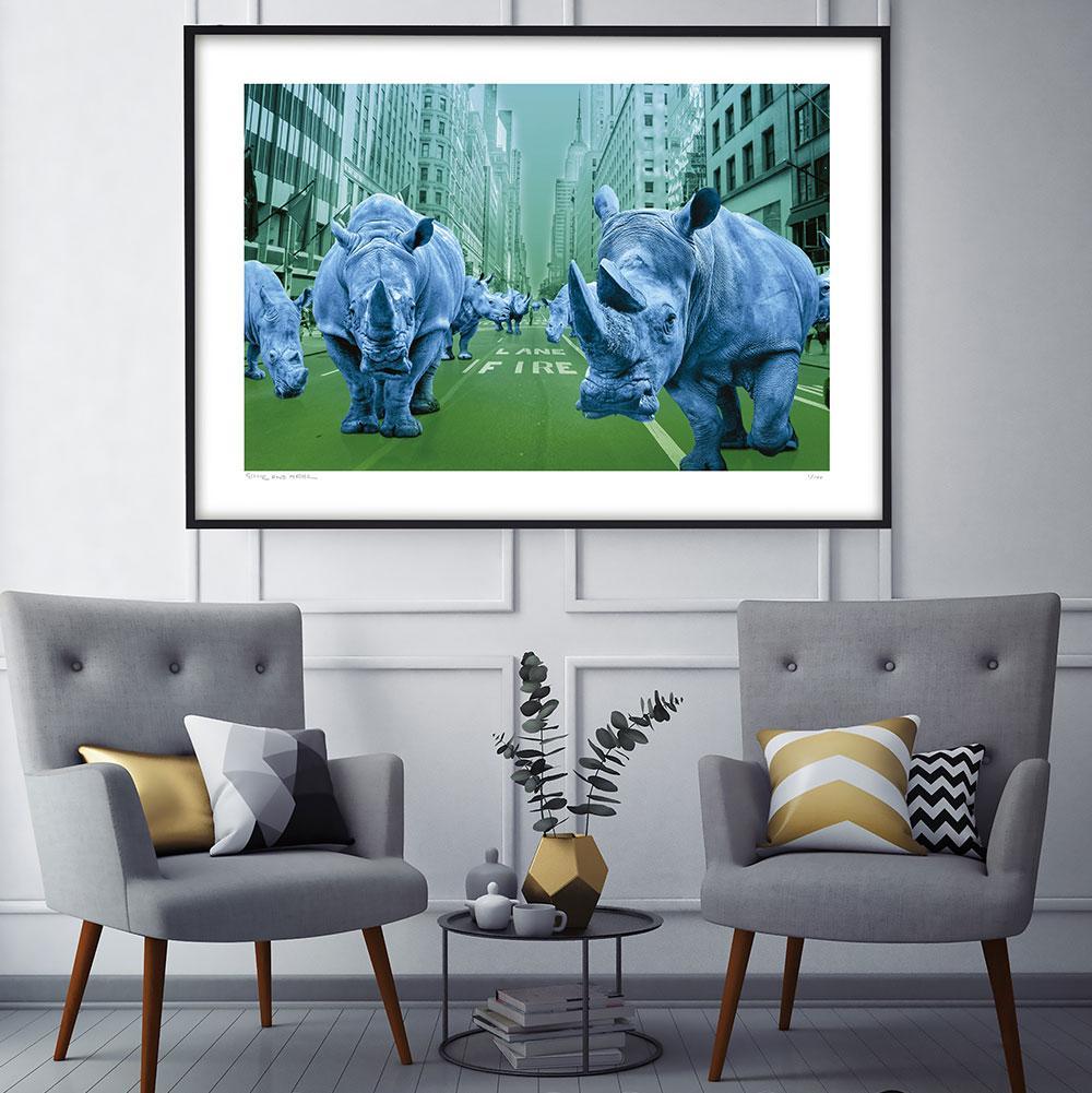 Animal Print - Limited Edition - Animal Art - Gillie and Marc - Rhinos - New For Sale 3