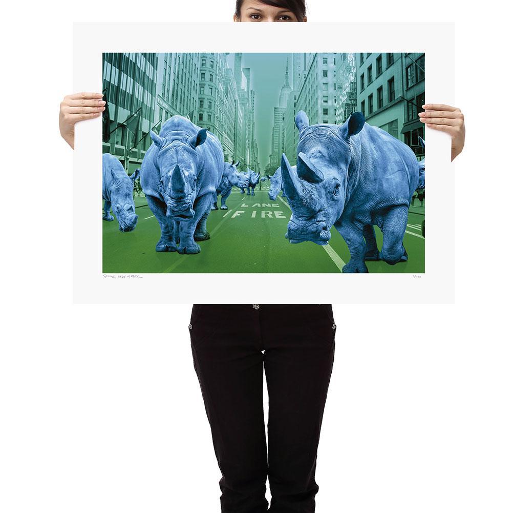 Animal Print - Limited Edition - Animal Art - Gillie and Marc - Rhinos - New For Sale 4