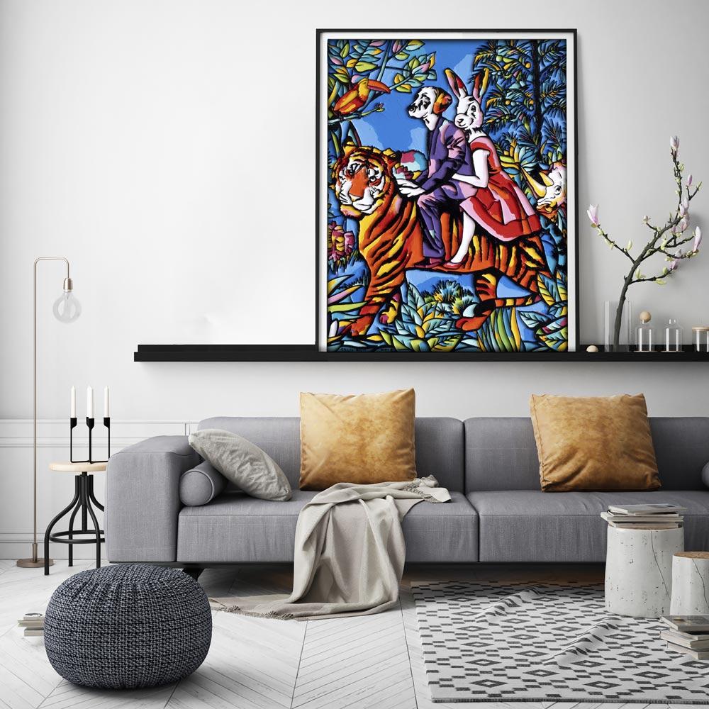 Animal Print - Limited Edition - Art - Gillie and Marc - Tiger Jungle Adventure For Sale 2