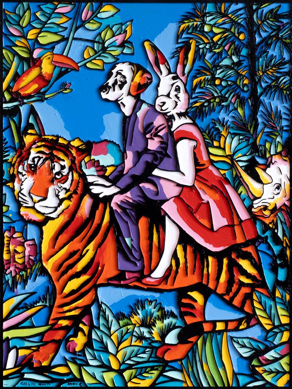Gillie and Marc Schattner Figurative Print - Animal Print - Limited Edition - Art - Gillie and Marc - Tiger Jungle Adventure