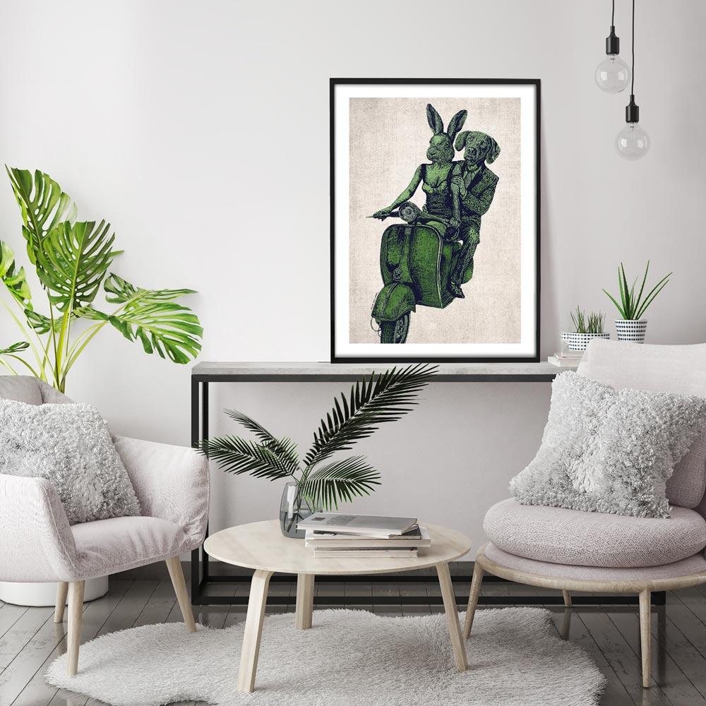 Animal Print - Limited Edition - Gillie and Marc - Vespa Adventure - Green For Sale 1