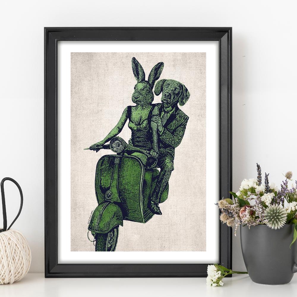 Animal Print - Limited Edition - Gillie and Marc - Vespa Adventure - Green For Sale 4
