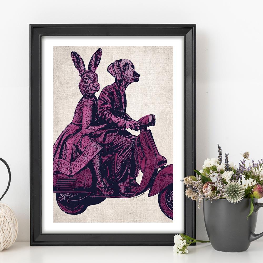 Animal Print - Limited Edition - Art - Gillie and Marc - Vespa Adventure - Pink For Sale 6