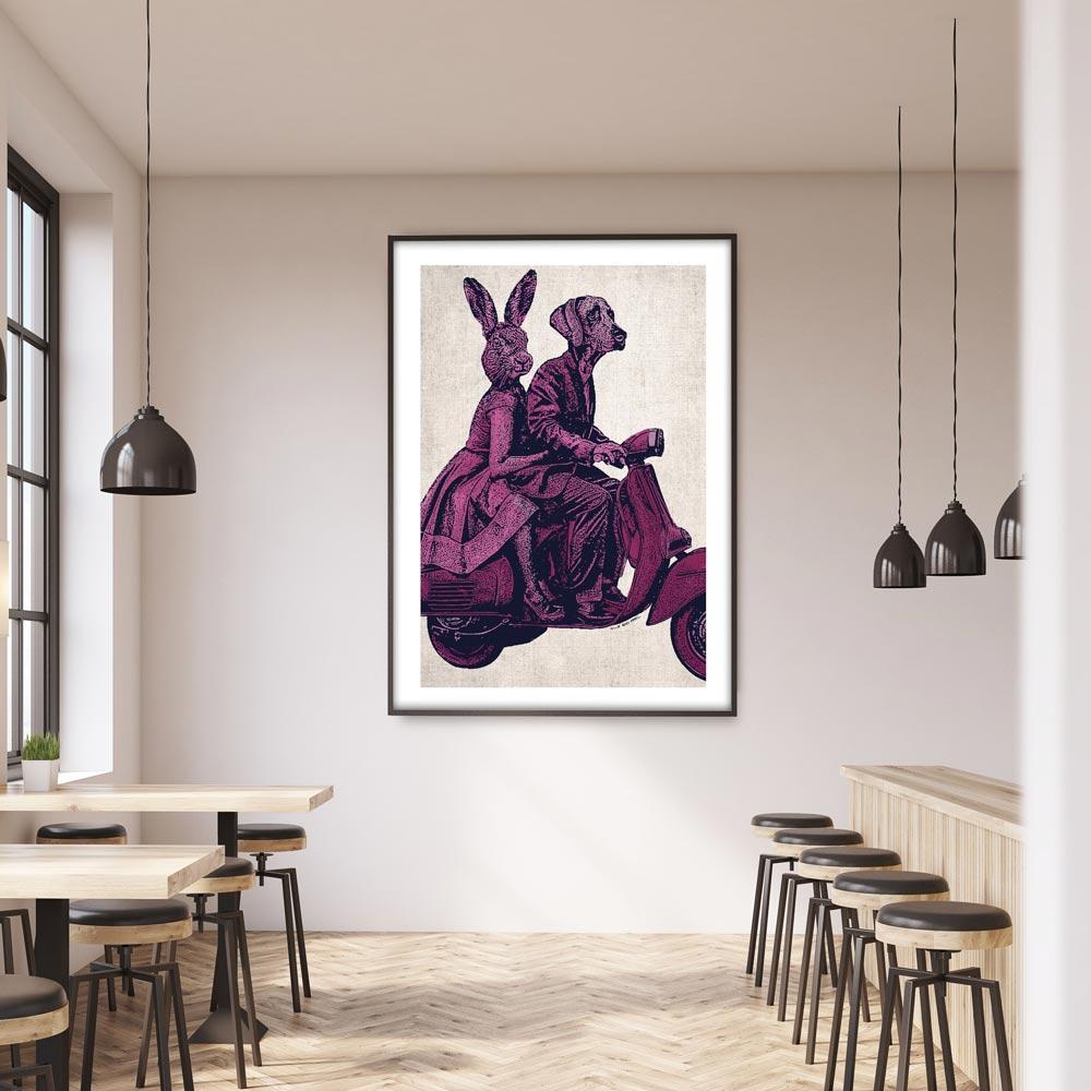 Animal Print - Limited Edition - Art - Gillie and Marc - Vespa Adventure - Pink For Sale 2