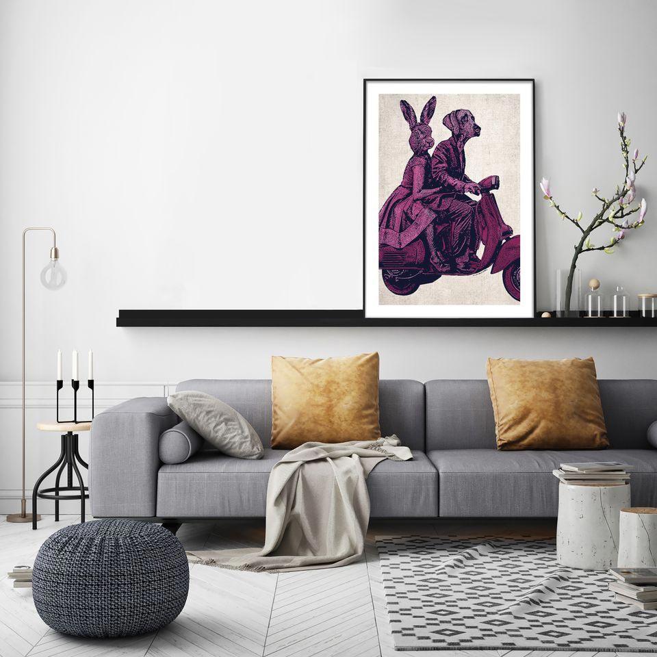 Animal Print - Limited Edition - Art - Gillie and Marc - Vespa Adventure - Pink For Sale 3