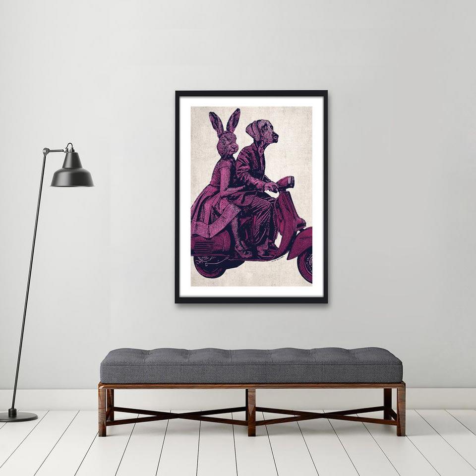 Animal Print - Limited Edition - Art - Gillie and Marc - Vespa Adventure - Pink For Sale 4