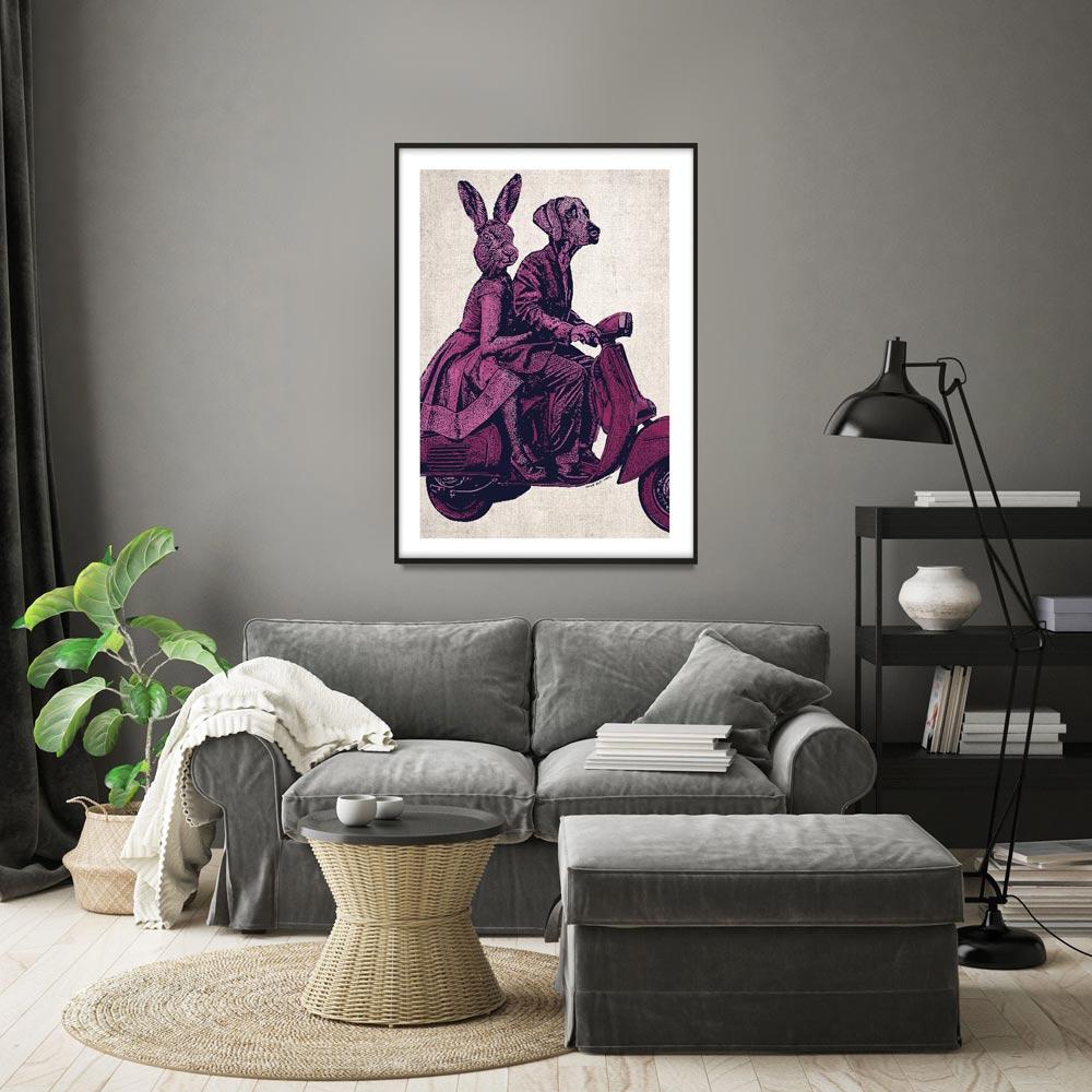 Animal Print - Limited Edition - Art - Gillie and Marc - Vespa Adventure - Pink For Sale 5