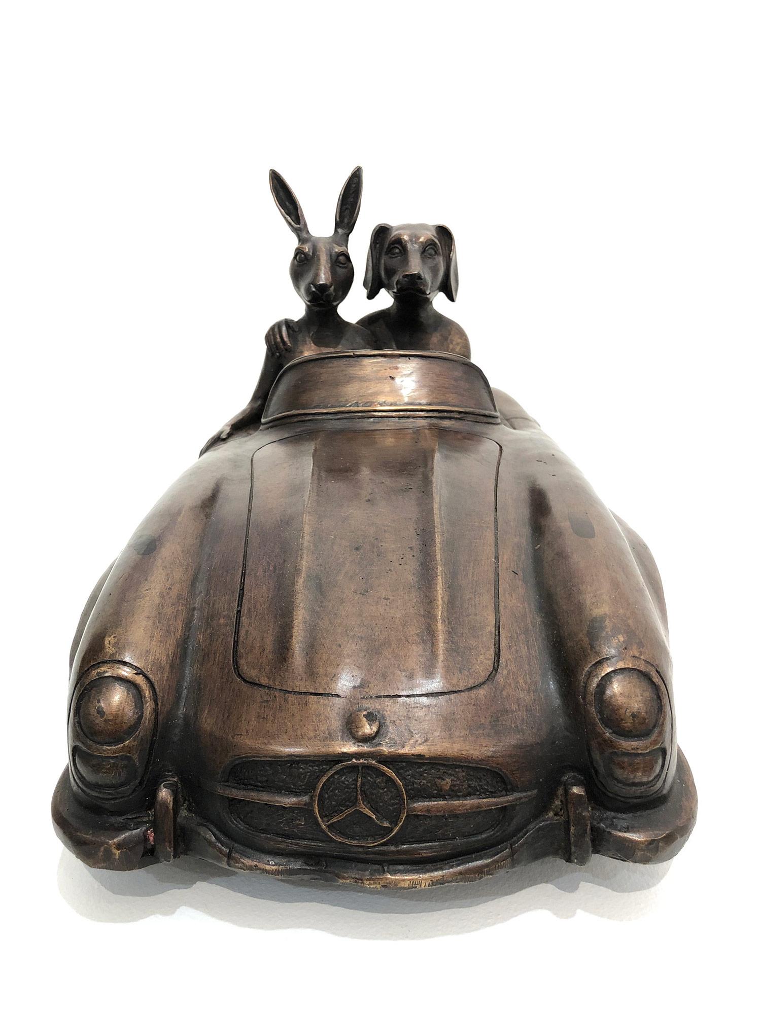 A Merc is a Rabbit and Dogs' Best Friend - Sculpture by Gillie and Marc Schattner